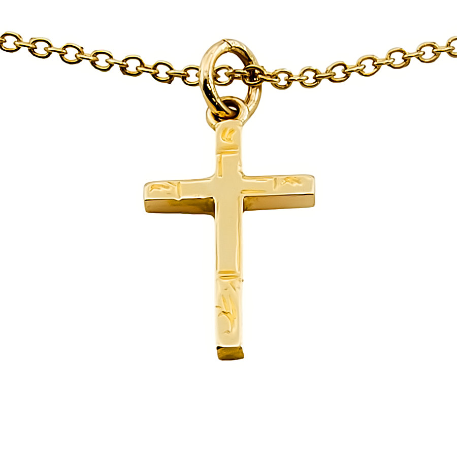 9ct Gold 2g 16 inch Cross Pendant with Chain